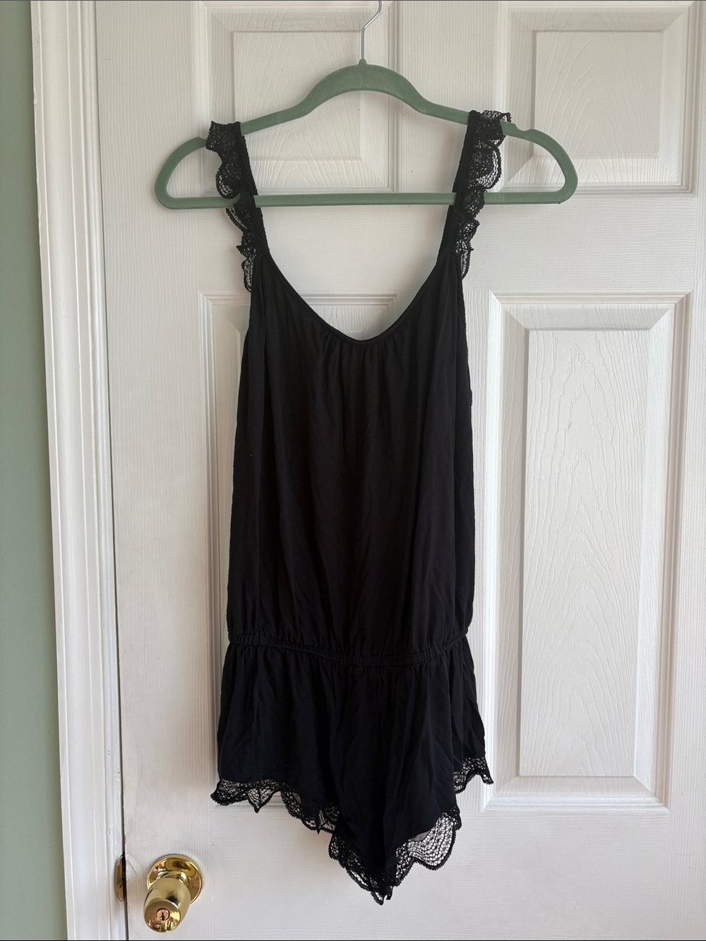 Eberjey Black Lace-Trim Romper